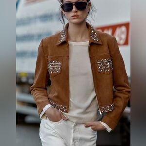 ZARA SUEDE STUDDED JACKET